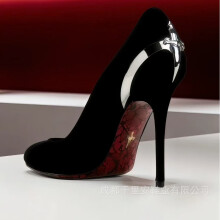 (Black velvet silver small sword 43) Women's 10cm Stiletto High Heels, Pointed Toe, Shallow Mouth, Sword Detail, Plus Size, Premium Quality