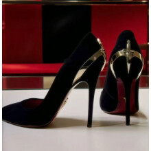 (Black velvet gold small sword 39) Women's 10cm Stiletto High Heels, Pointed Toe, Shallow Mouth, Sword Detail, Plus Size, Premium Quality