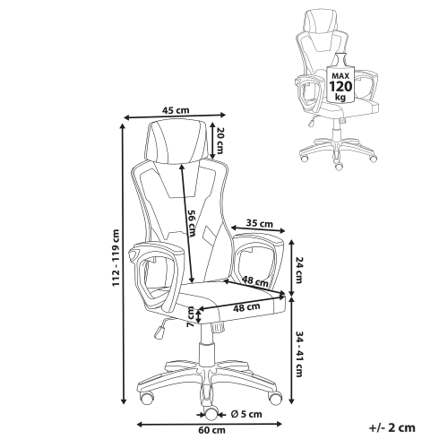 Beliani Office Chair IGNIS Faux Leather Red 2