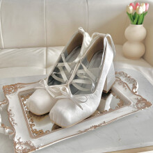 (White 40) French Sweet Lolita Bridal Mary Jane Shoes for Women, Red Chunky Heel Square Toe High Heels