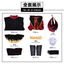 (Pierrot's Freak Circus Red Outfit + Mask XS) Freak Circus Cosplay Costume Pierrot & Harlequin & Jester Game Cosplay Halloween Costume