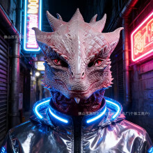 (Flame Dragon) Human & Animal Head Mask Set, Scary Funny Halloween Cosplay