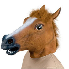 (Brown horse head mask) Human & Animal Head Mask Set, Scary Funny Halloween Cosplay