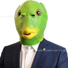 (Greenhead fish) Human & Animal Head Mask Set, Scary Funny Halloween Cosplay
