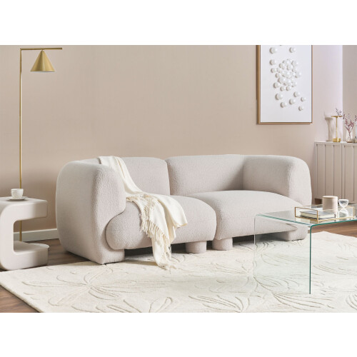 Beliani MJALBI 2 Seater Modular Sofa Off-White Boucle 1