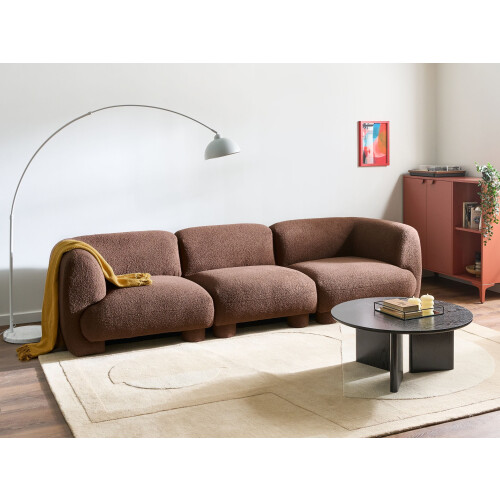 Beliani Modular Sofa 3 Seater MJALBI Brown Boucle 1