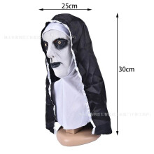 (White-faced nun with closed mouth) Human & Animal Head Mask Set, Scary Funny Halloween Cosplay