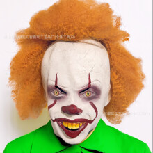 (Afro Clown) Human & Animal Head Mask Set, Scary Funny Halloween Cosplay