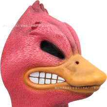 (Red Angry Duck) Human & Animal Head Mask Set, Scary Funny Halloween Cosplay