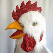 (White-feathered rooster) Human & Animal Head Mask Set, Scary Funny Halloween Cosplay
