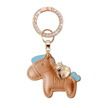 Unique Pendant Keychain of Adorable Horse in PU Leather-brown