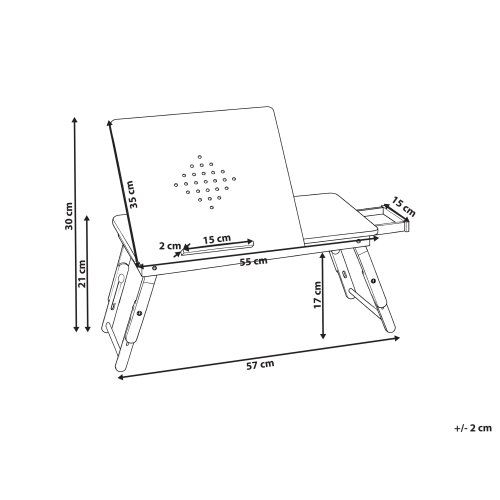 Beliani Foldable Lap Desk ORGE Light Brown 57 cm 35 cm 2