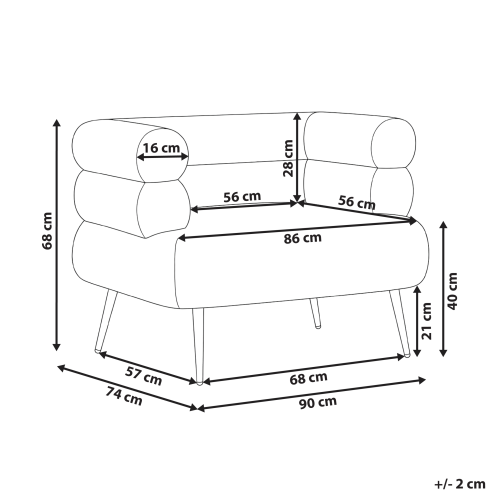 Beliani Armchair BOVIK Fabric Off-White 2