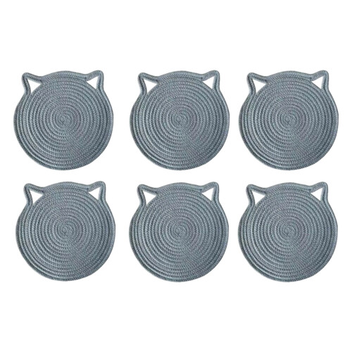 Pack of 6 Table Pad With Cats Ear Design Kitchen-Light Grey