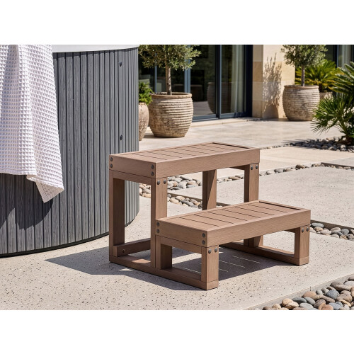 Beliani Hot Tub Steps LIMAY Brown 1