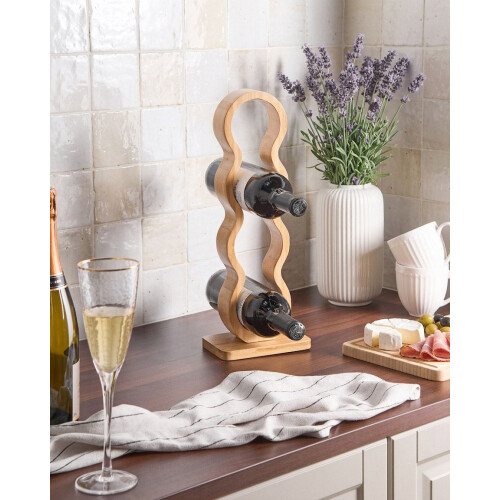 Beliani Wine Rack CERISE Bamboo Light Brown 1