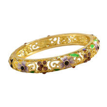 Artisanal Crafted Enamel Clovers Bracelet with Drip Oil-Purple