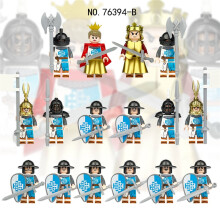 Medieval Military Building Blocks Knight Humanoid Mini Figure Toys with Weapons and Helmet Gift 16 Pcs