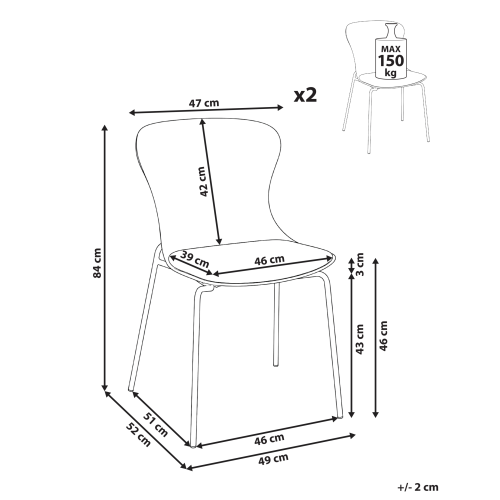 Beliani Set of 2 Dining Chairs PITSBURG Grey 2