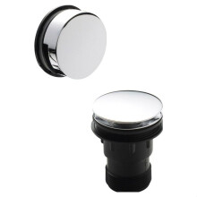 Round Push Button Bath Waste - 70 x 70mm - Chrome