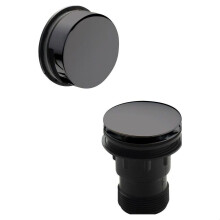 Round Push Button Bath Waste - 70 x 70mm - Brushed Pewter