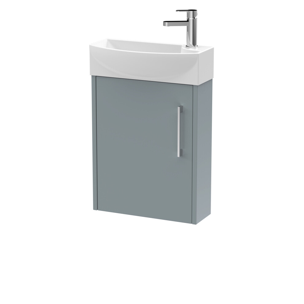 Winshill Contemporary 1 Door Left-Hand Wall Hung Cloakroom Vanity Unit With Basin, Grey, 440Mm 5056883784563