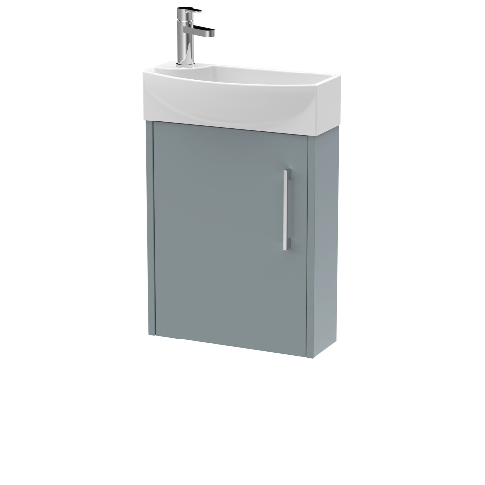 Winshill Contemporary 1 Door Right-Hand Wall Hung Cloakroom Vanity Unit With Basin, Grey, 440Mm 5056883784570