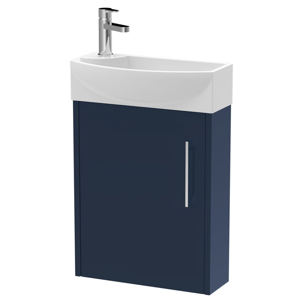 Balterley Winshill Contemporary 1 Door Right-Hand Wall Hung Cloakroom Vanity Unit With Basin, 440Mm Dark/Blue