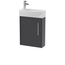 Winshill Contemporary 1 Door Right-Hand Wall Hung Cloakroom Vanity Unit with Basin, Woodgrain Dark Grey, 440mm