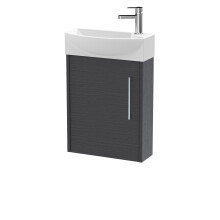 Winshill Contemporary 1 Door Left-Hand Wall Hung Cloakroom Vanity Unit with Basin, Woodgrain Dark Grey, 440mm