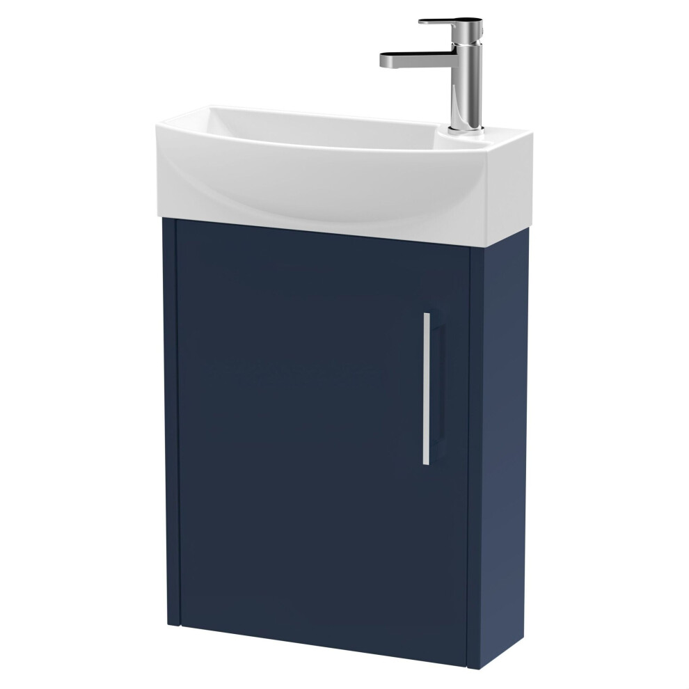 Balterley Winshill Contemporary 1 Door Left-Hand Wall Hung Cloakroom Vanity Unit With Basin, 440Mm Dark/Blue