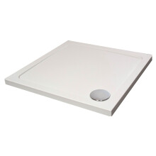 White Square Stone Resin Premium Shower Tray with Corner Waste Position, 800 x 800 mm - Balterley
