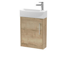 Winshill Contemporary 1 Door Left-Hand Wall Hung Cloakroom Vanity Unit with Basin, Light Oak, 440mm