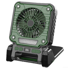 Solarbetriebener Campingventilator mit LED-Licht, Solar- und Typ-C-Ladung für den Außenbereich, grün
