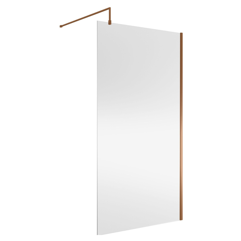 Balterley Wetroom Screen With Support Bar, 1100Mm, Brushed Bronze