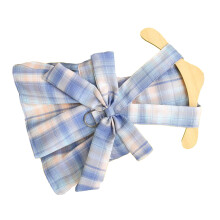 Vestito per cane a quadri con papillon, imbracatura e guinzaglio blu, taglia S, 1,4 m