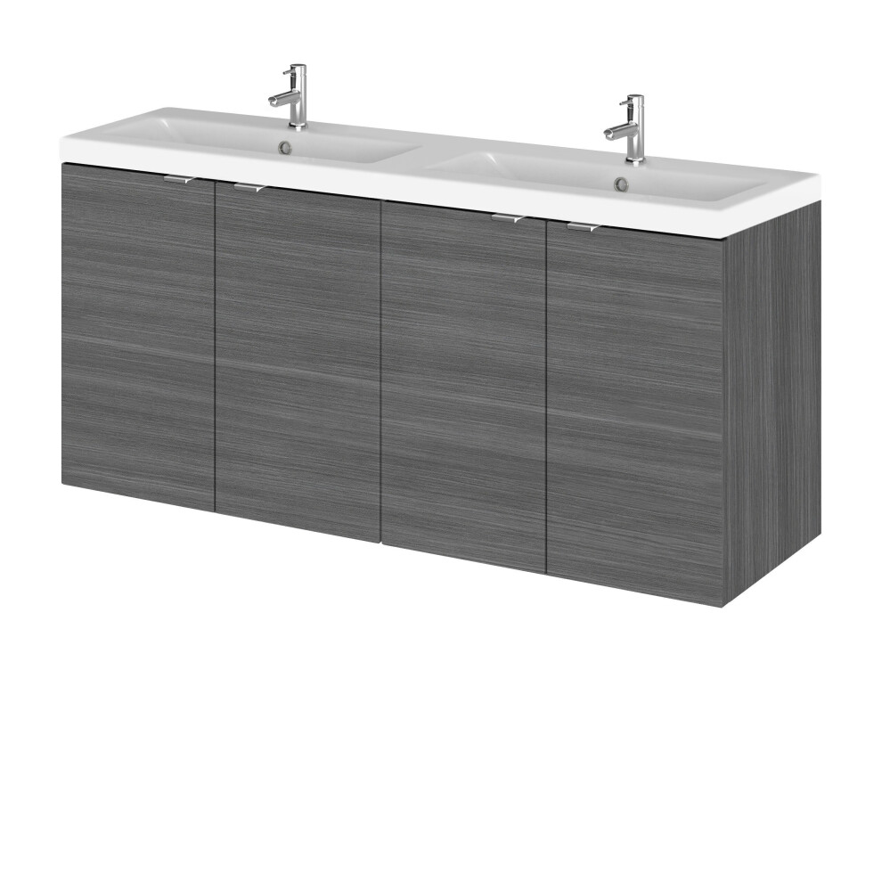 Balterley Alrewas Contemporary 2 Door Wall Hung Vanity Unit With Basin, Woodgrain, 1200Mm Anthracite