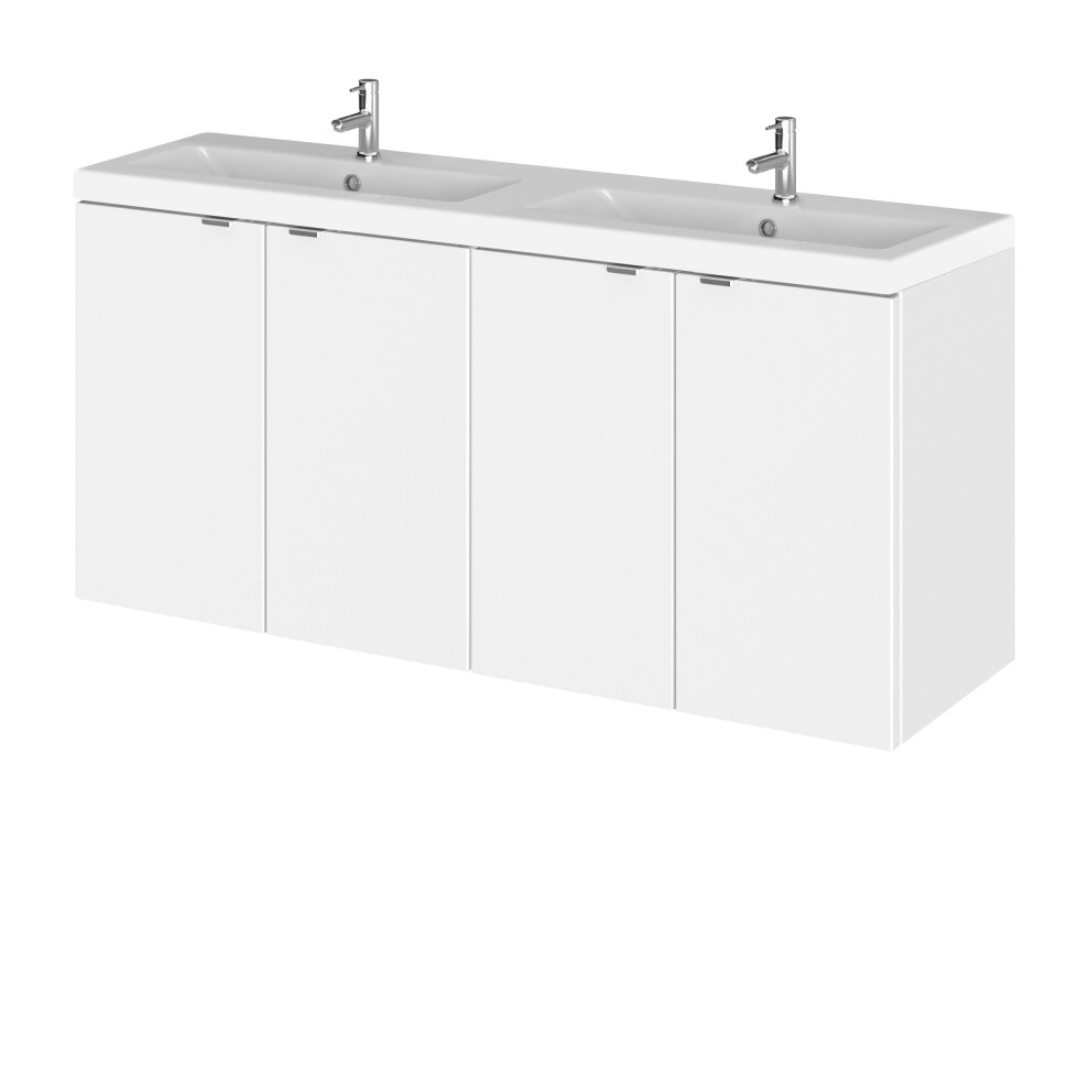 Balterley Alrewas Contemporary 2 Door Wall Hung Vanity Unit With Basin, Gloss 1200Mm White