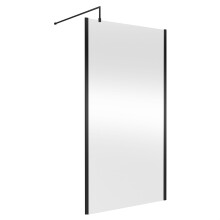 Balterley Wetroom Screen with Support Bar, 1100mm, Matt Black