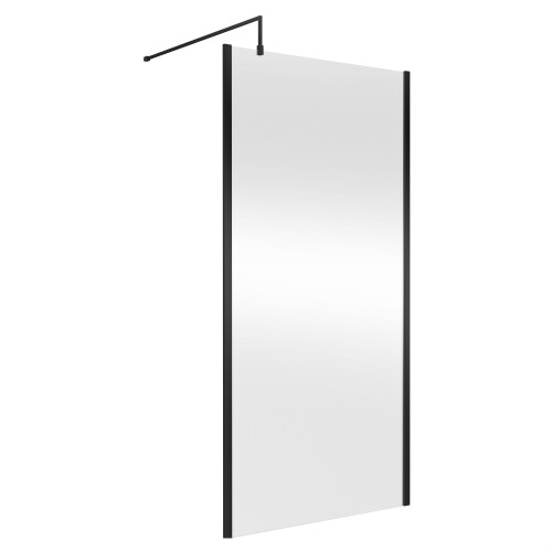 Balterley Balterley Wetroom Screen with Support Bar, 1000mm, Matt Black