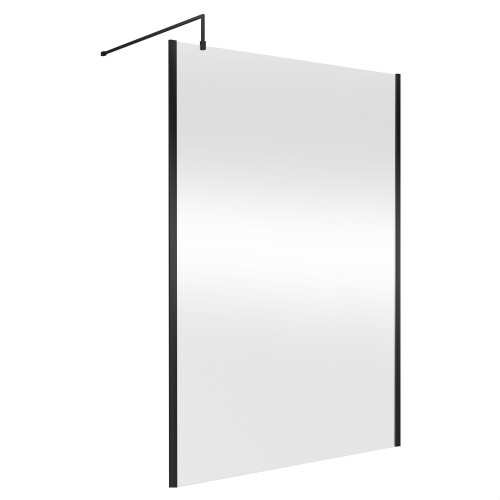 Balterley Balterley Wetroom Screen with Support Bar, 1400mm, Matt Black