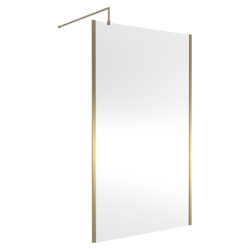 Balterley Balterley Wetroom Screen with Support Bar, 1200mm, Brushed Brass