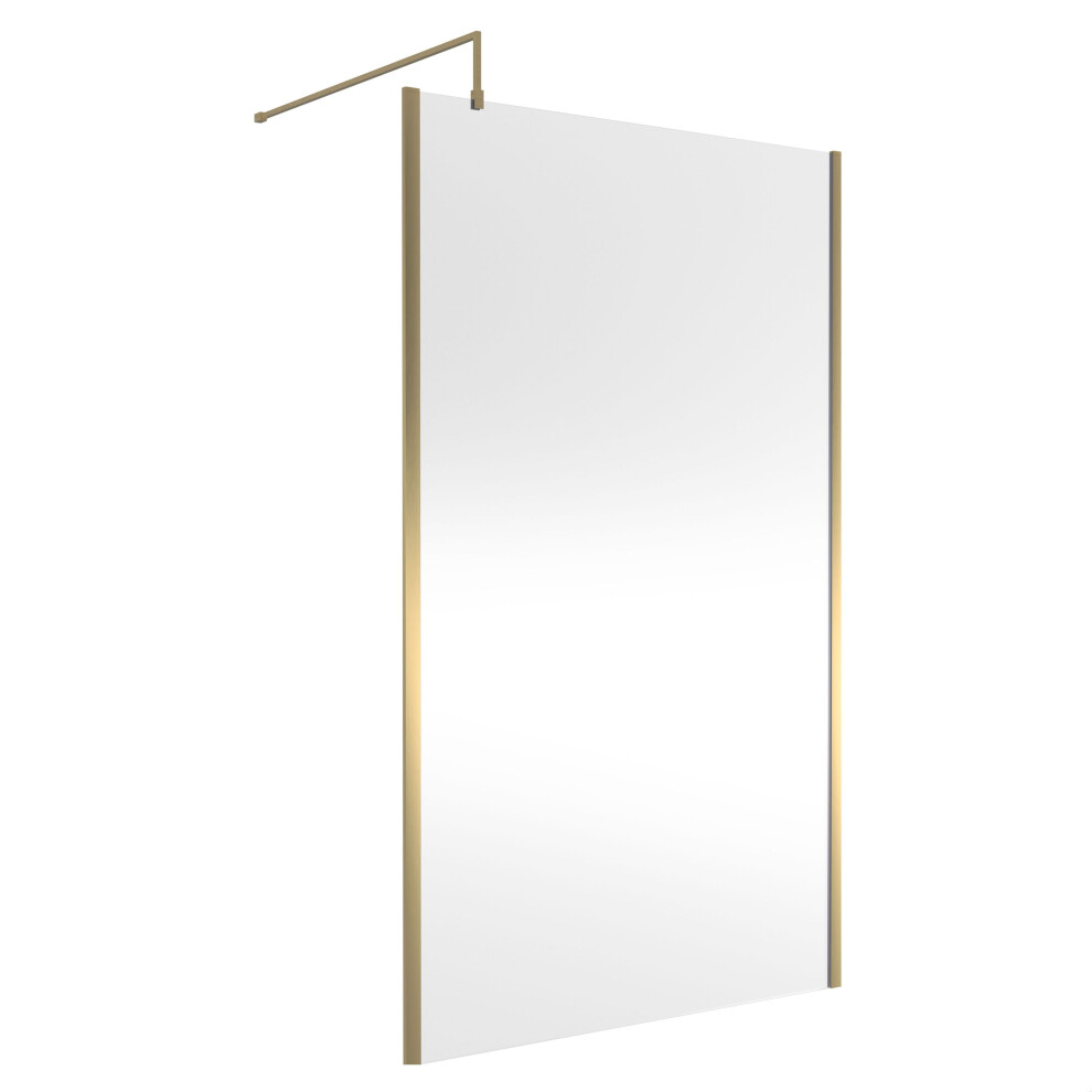 Balterley Wetroom Screen With Support Bar, 1200Mm, Brushed Brass