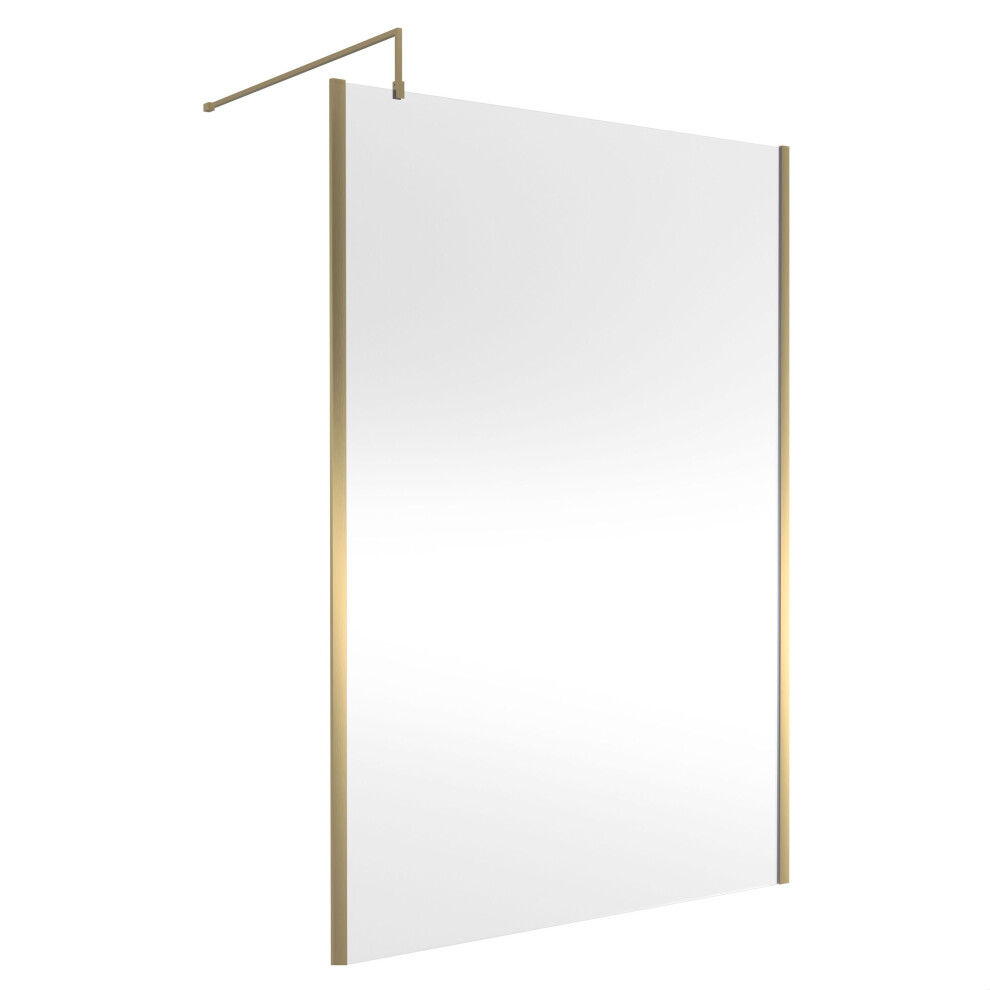 Balterley Wetroom Screen With Support Bar, 1400Mm, Brushed Brass