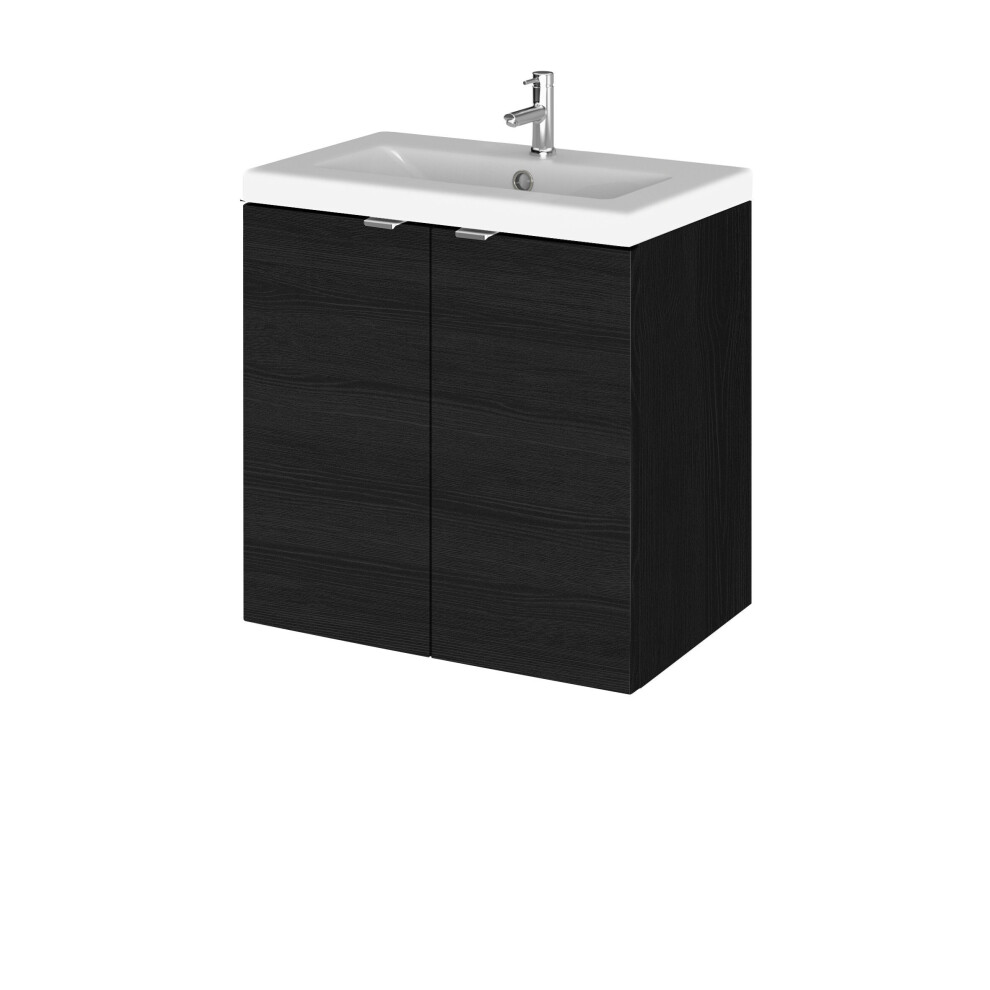 Alrewas Contemporary 2 Door Wall Hung Vanity Unit With Basin, Charcoal Black, 500Mm 5056883780039