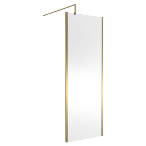 Balterley Balterley Wetroom Screen with Support Bar, 760mm, Brushed Brass