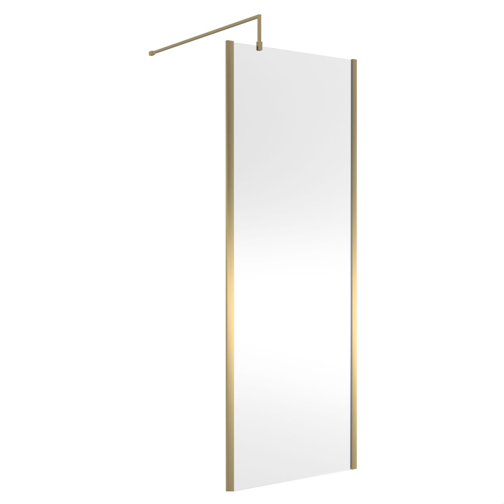 Balterley Wetroom Screen With Support Bar, 760Mm, Brushed Brass