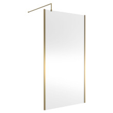 Balterley Wetroom Screen with Support Bar, 1100mm, Brushed Brass