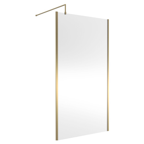 Balterley Balterley Wetroom Screen with Support Bar, 1100mm, Brushed Brass