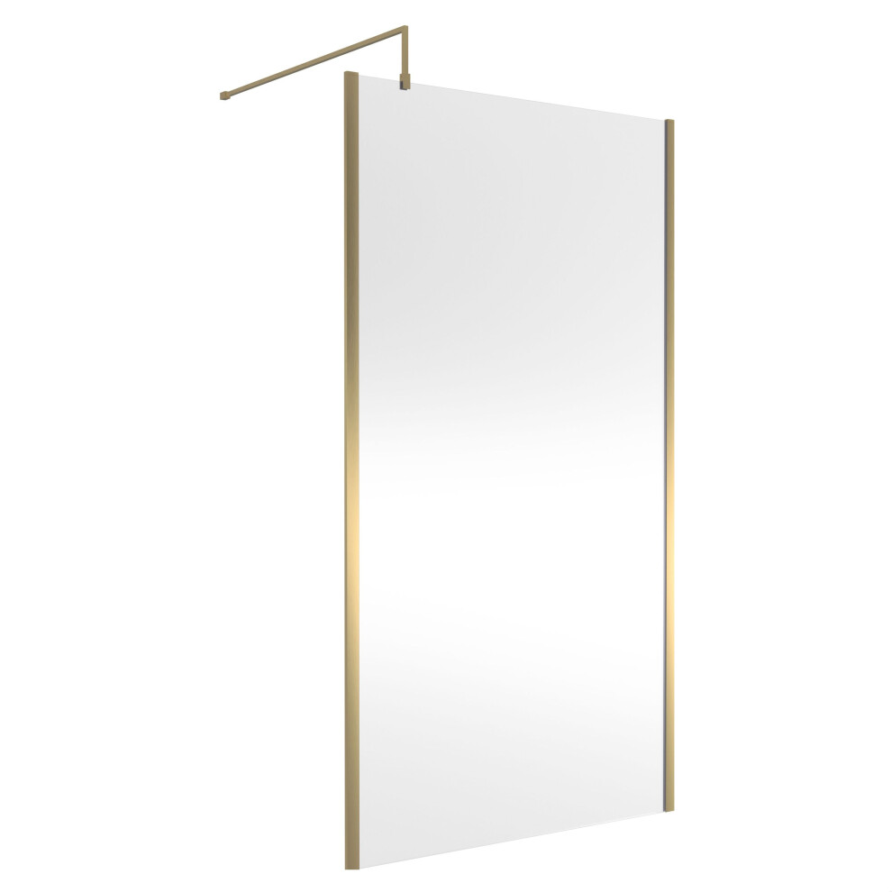 Balterley Wetroom Screen With Support Bar, 1100Mm, Brushed Brass